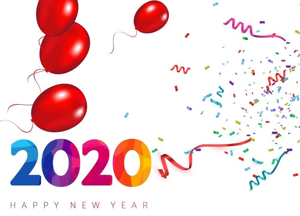 New Year 2020 Ribbons And Balloons Wallpapers - Happy New Year 2020 Balloons - HD Wallpaper 