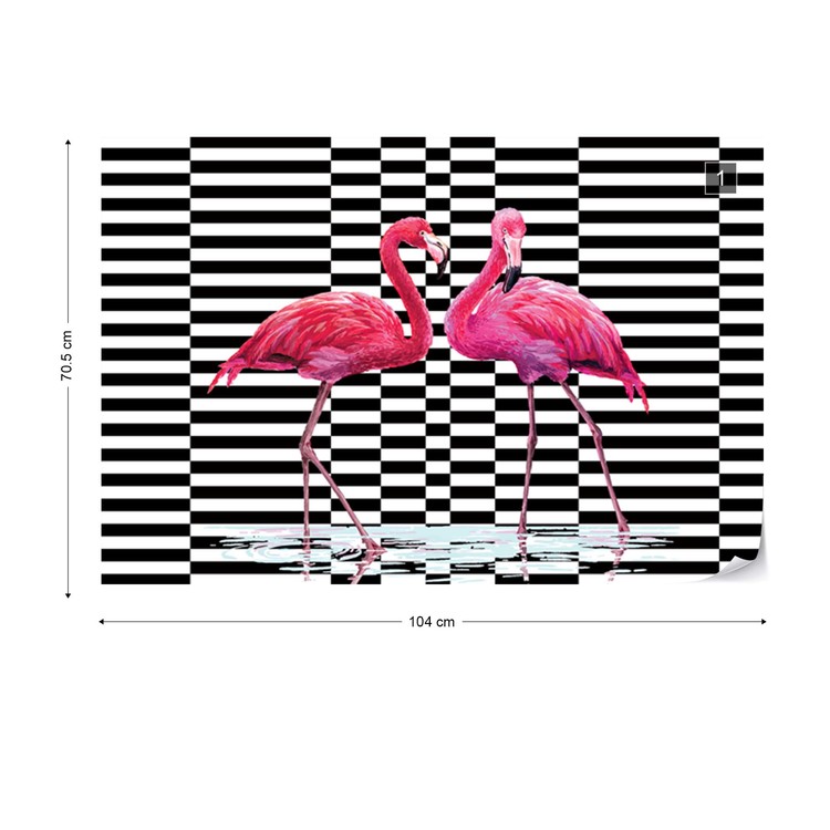 Modern Tropical Flamingos Wallpaper Mural - Arte Maurício Nogueira Lima - HD Wallpaper 