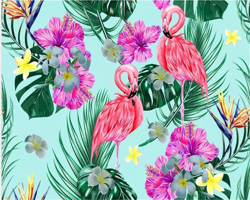 Tropical Wallpaper With Flamingo - HD Wallpaper 