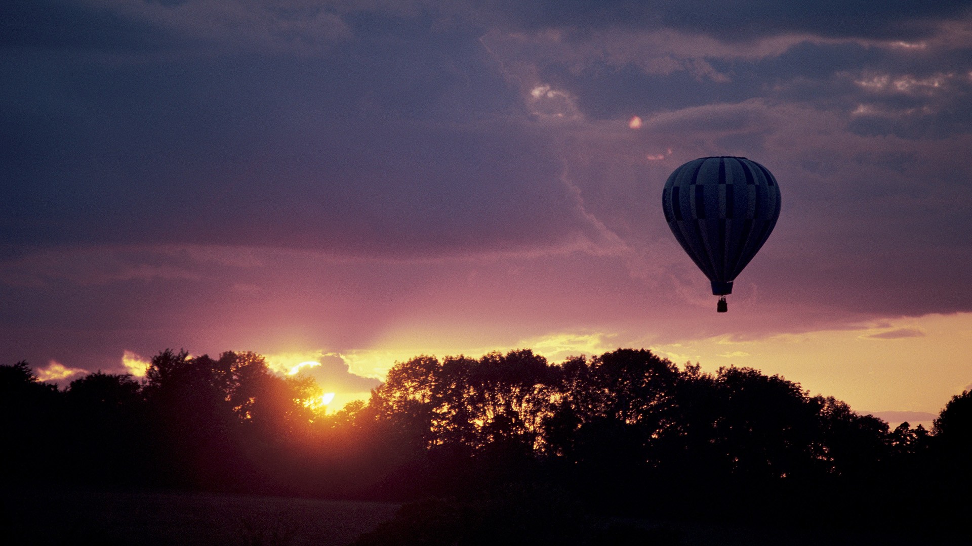 Hot Air Balloon Sunset - HD Wallpaper 