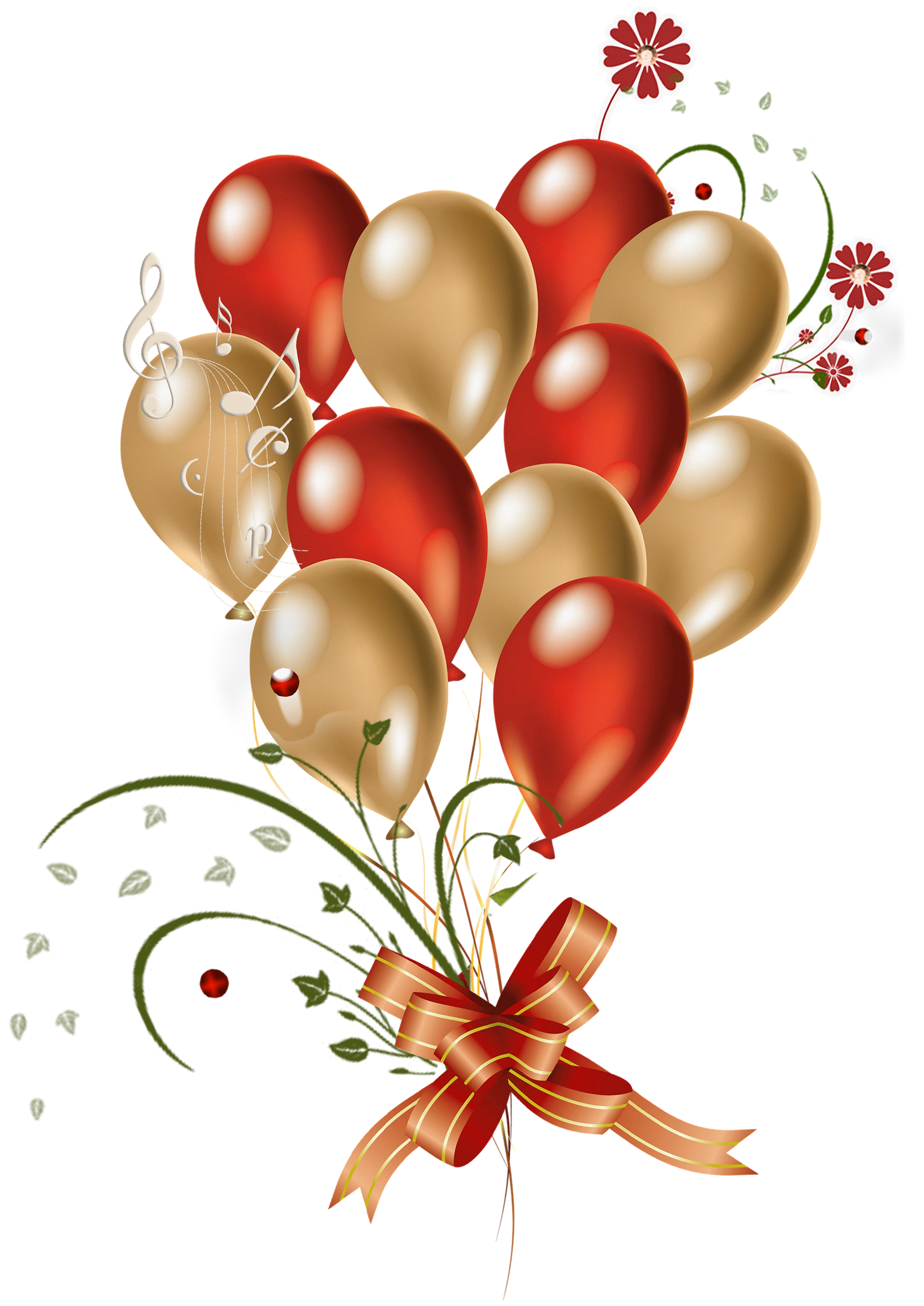 Balloons Clipart Transparent Background - Red And Gold Birthday Balloons - HD Wallpaper 