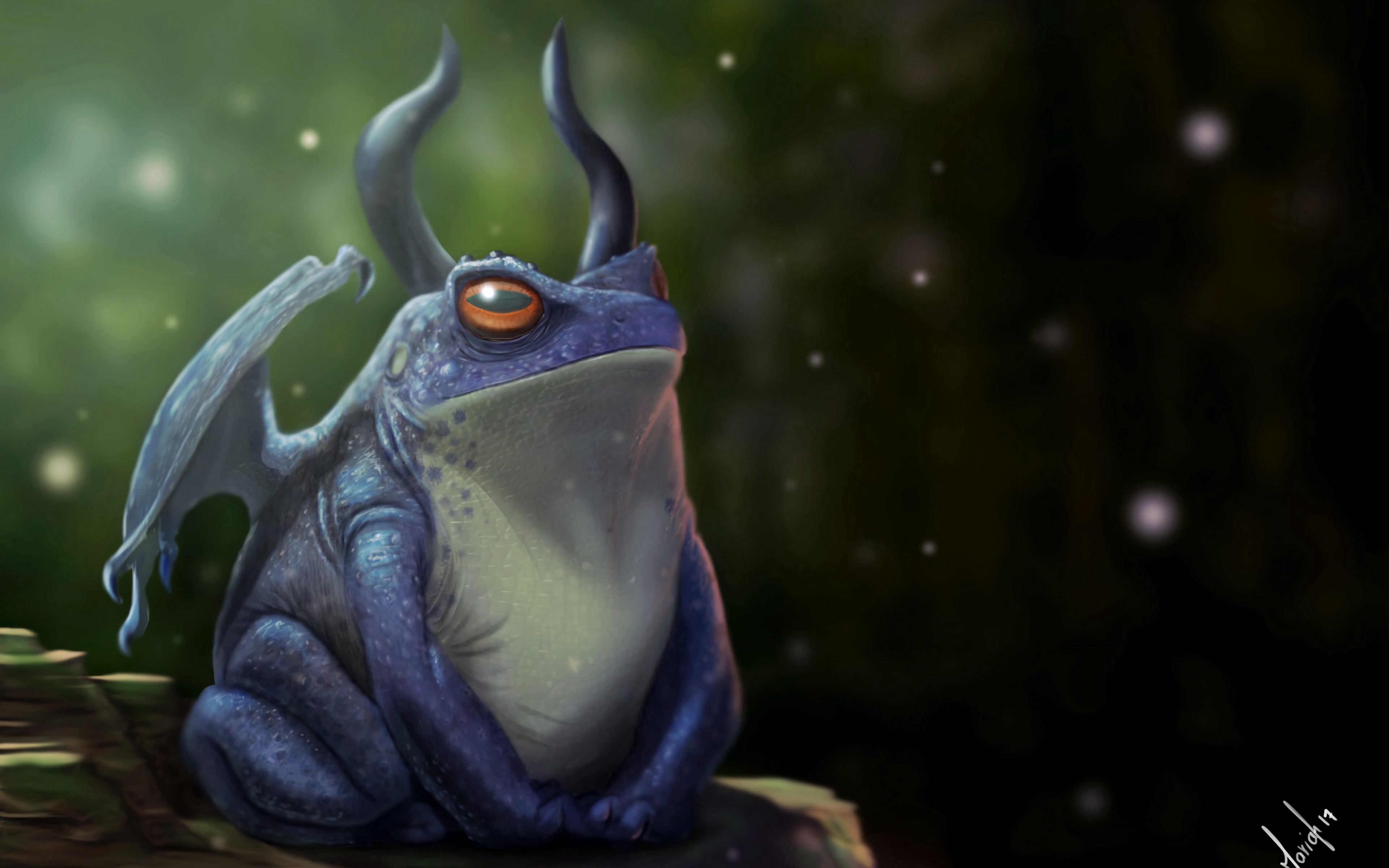 Wallpaper Frog, Dragon, Horns, Art - Dragon Horns - HD Wallpaper 