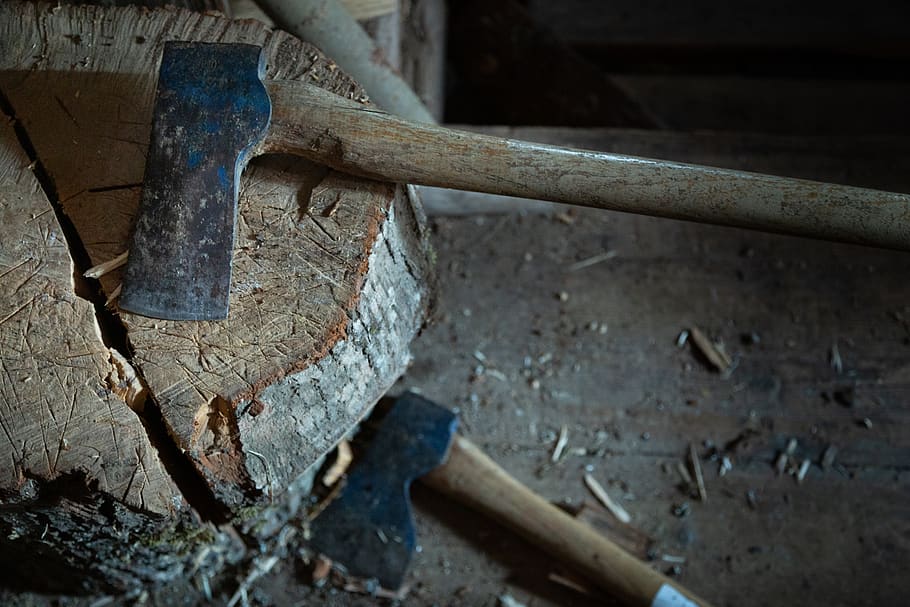 Two Hatchets, Metal, Indoors, Rusty, Work Tool, No - Photography Axes - HD Wallpaper 