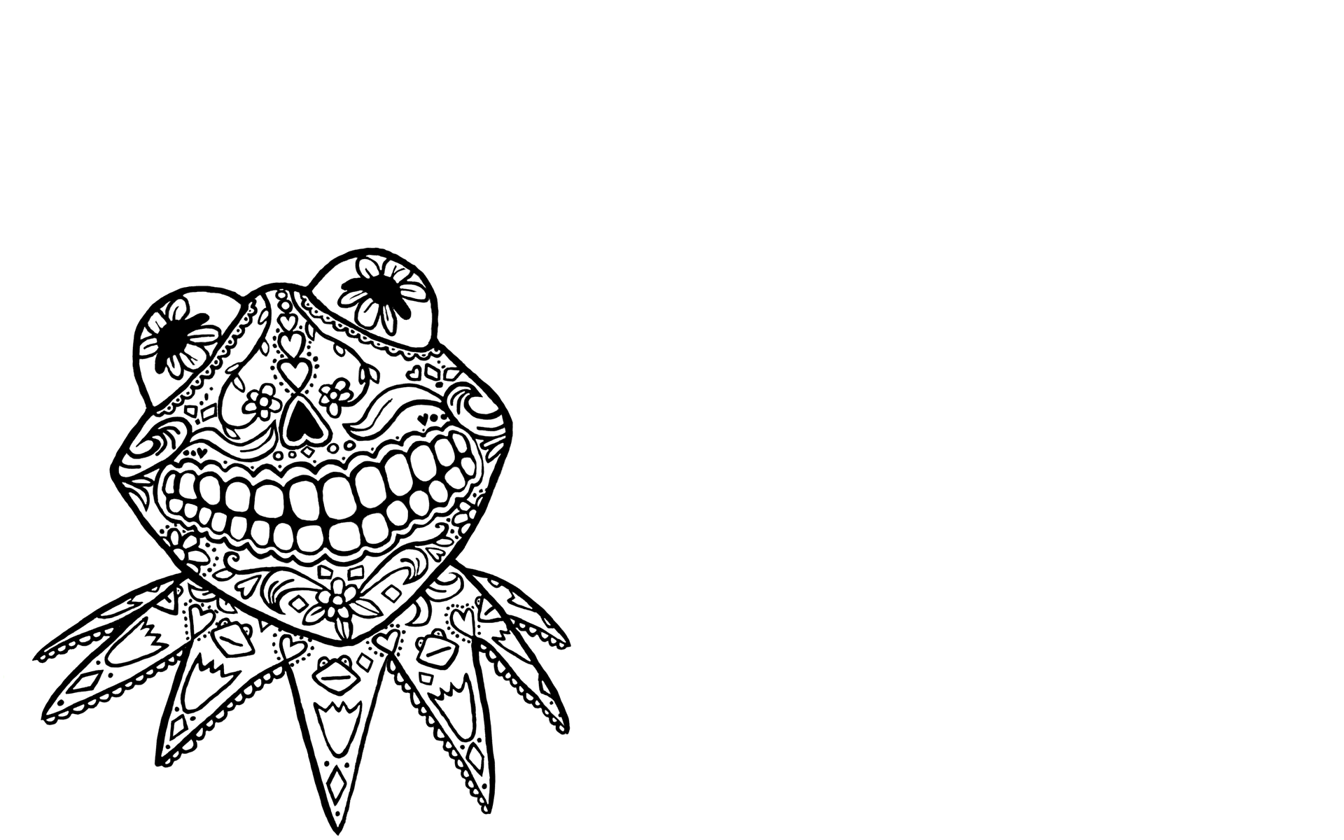 Day Of The Dead Coloring Pages Kermit - HD Wallpaper 