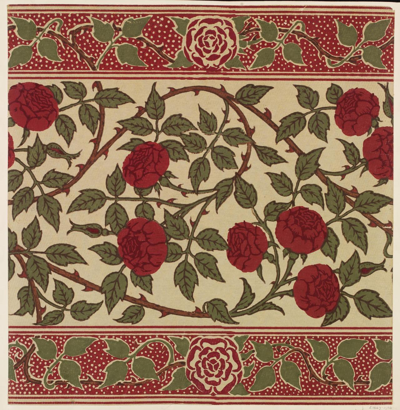 Portion Of A Frieze For Use With The ‘rosamund’ Wallpaper - Walter Crane Rose - HD Wallpaper 