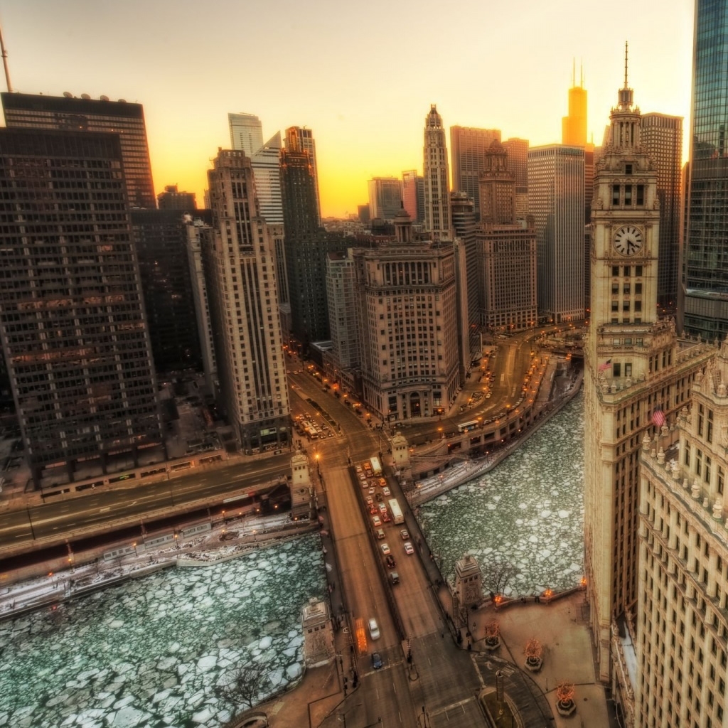 Chicago River Winter Wallpaper Hd - HD Wallpaper 