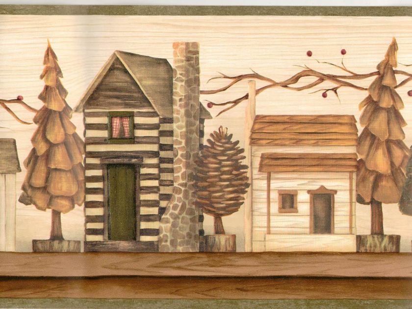 Rustic Log Cabin Models On Shelf Sale$8 Wallpaper Border - Wallpaper Border - HD Wallpaper 