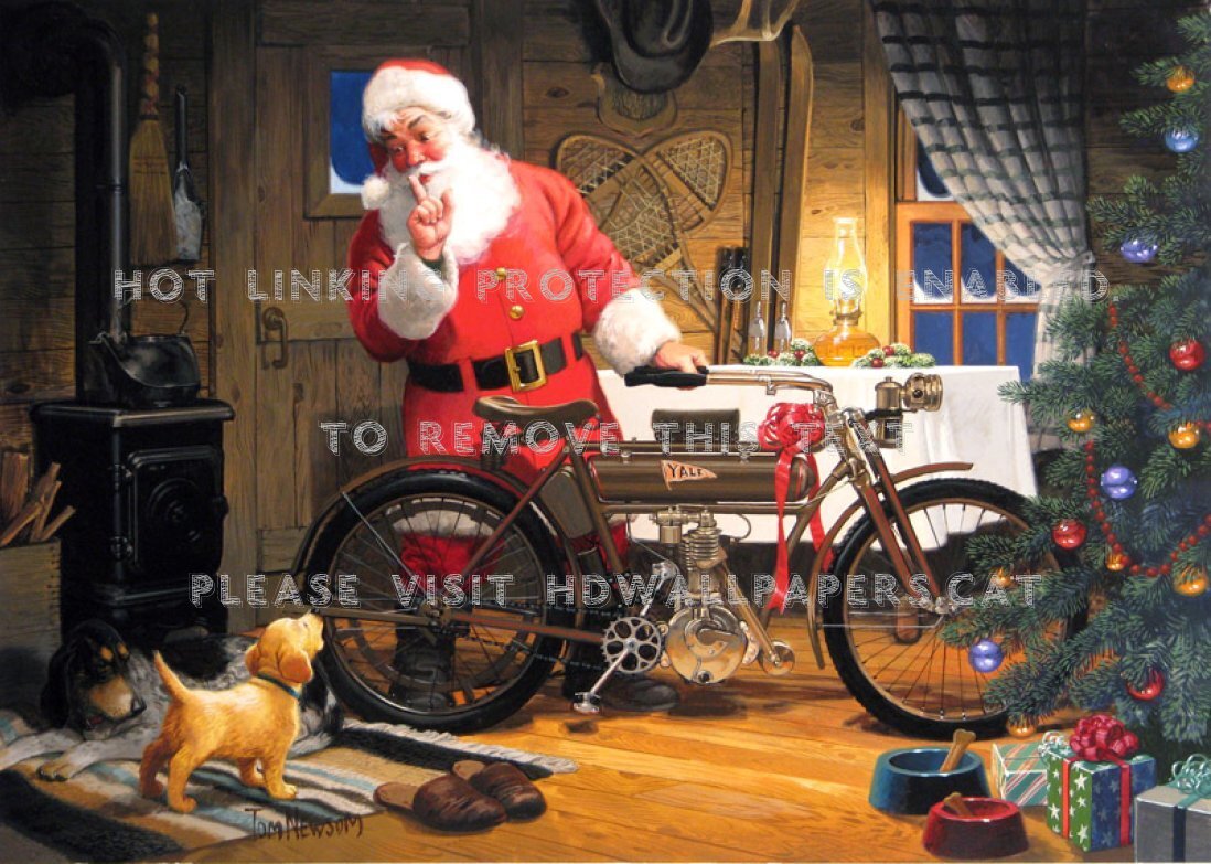 Rustic Christmas Delivery By Tom Newsom 3d - Merry Christmas Indian Motorcycle - HD Wallpaper 