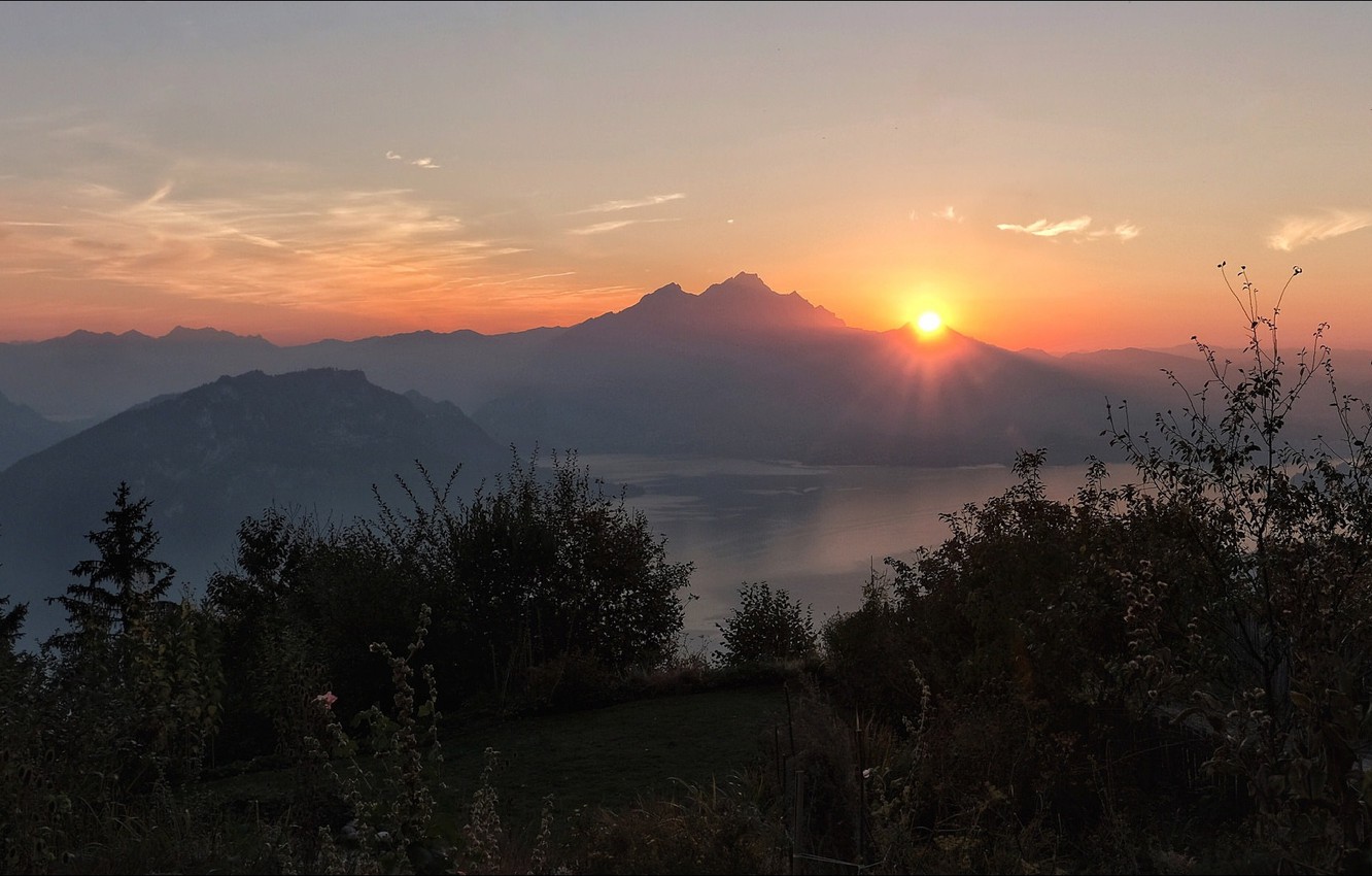 Photo Wallpaper Nature, Landscape, Sunset, Wallpapers - Summit - HD Wallpaper 