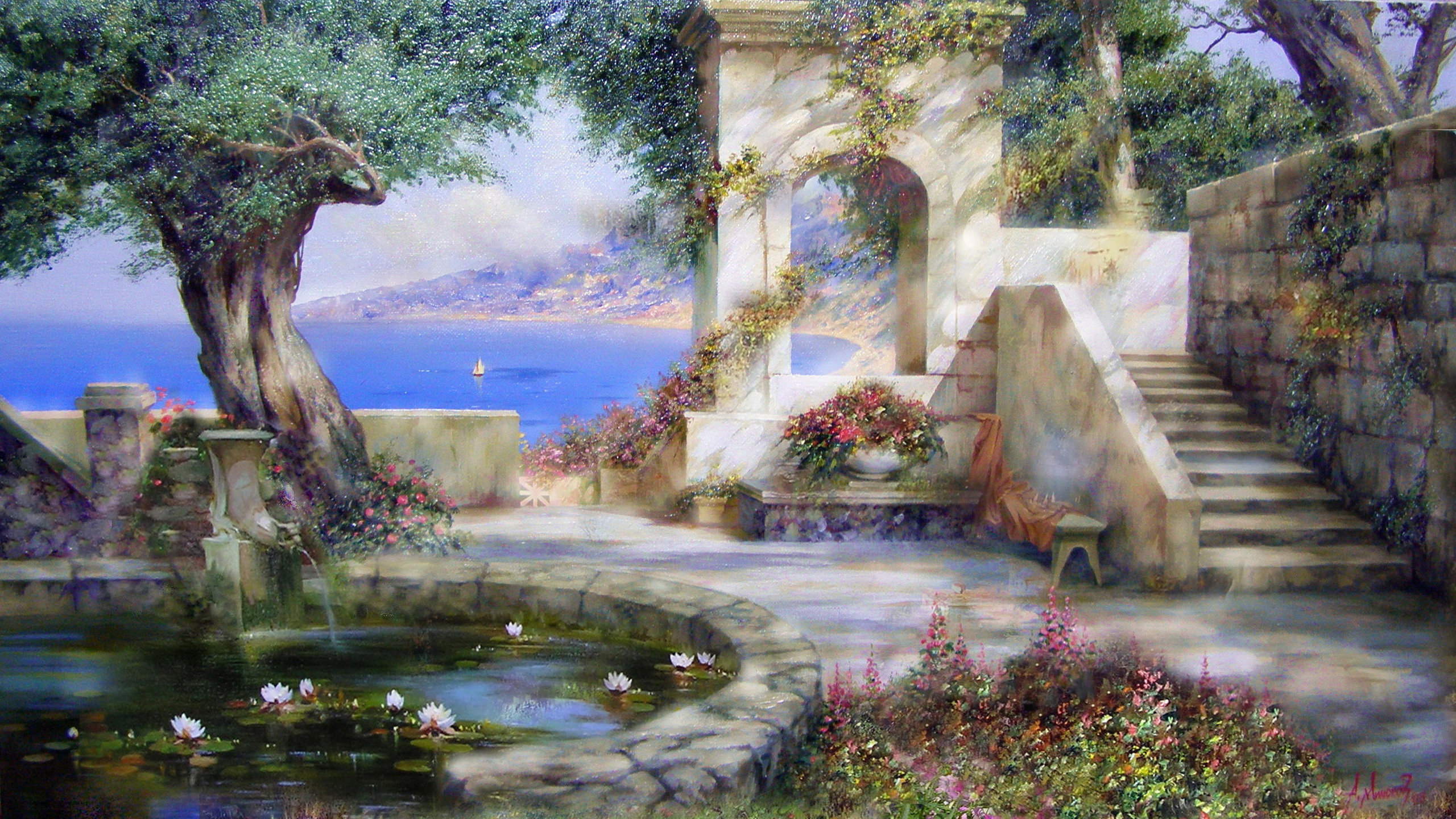 Free Landscape Painting Art, Computer Desktop Wallpapers, - Desktop Wallpaper Landscape Art - HD Wallpaper 