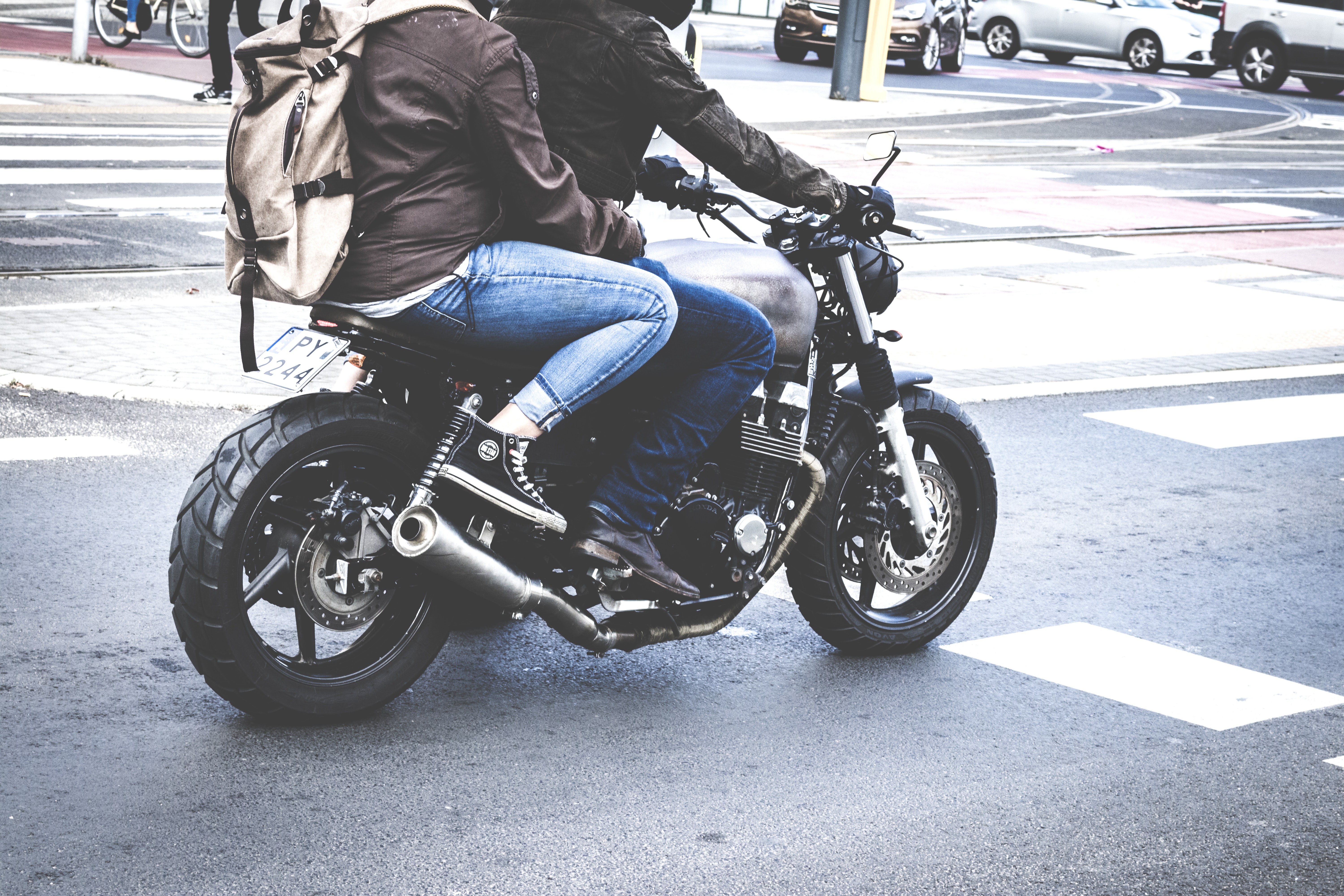 Two People Riding Motorcycle - HD Wallpaper 