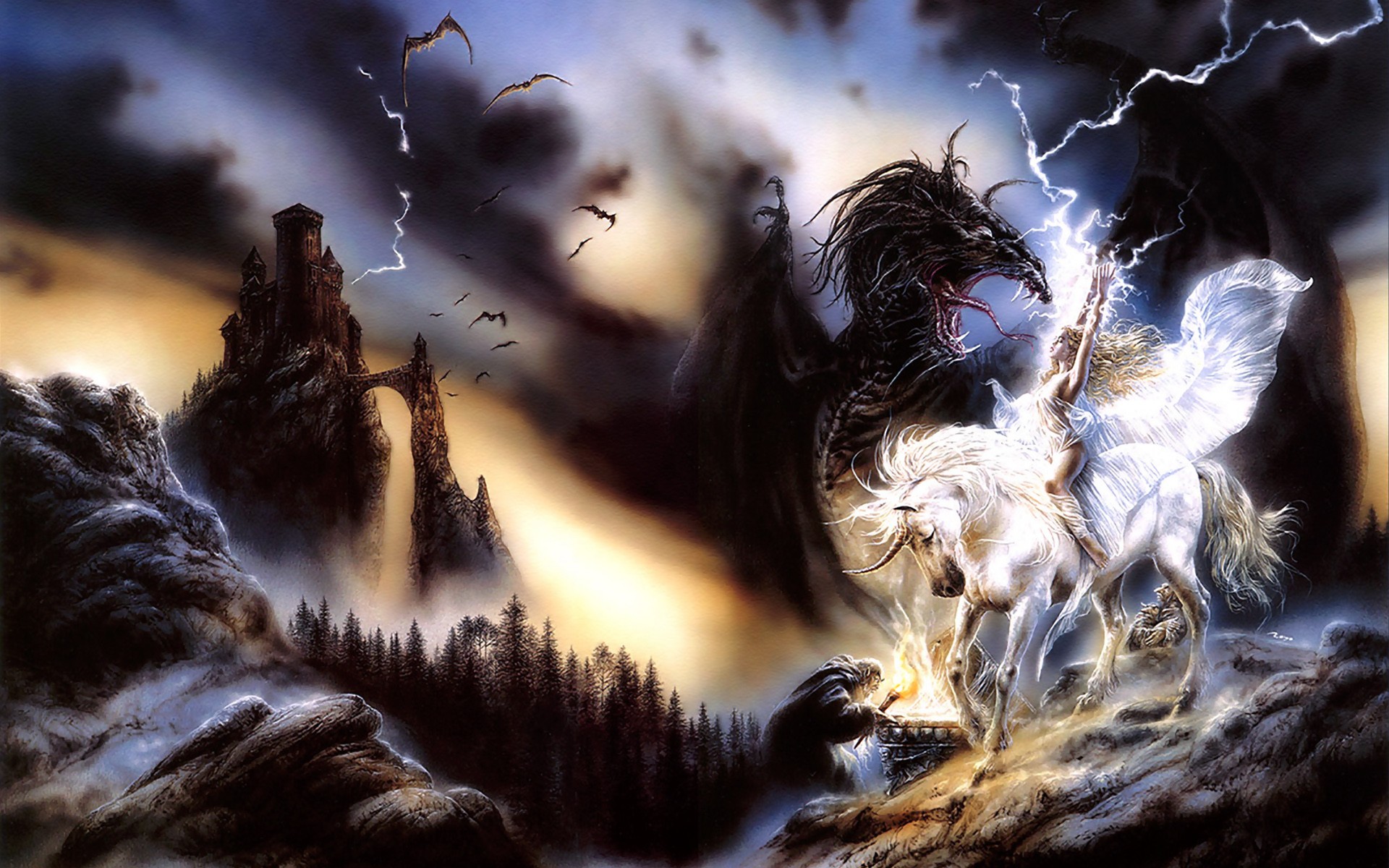 Unicorn Dragon Background - HD Wallpaper 