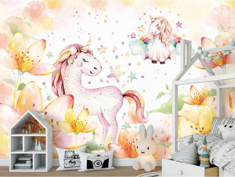 Unicorn Wallpaper On Wall - HD Wallpaper 
