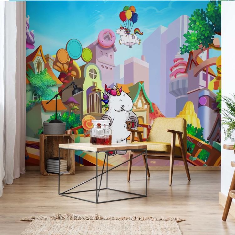 Unicorn Town Wallpaper Mural - Textured Concrete Wall Design - HD Wallpaper 