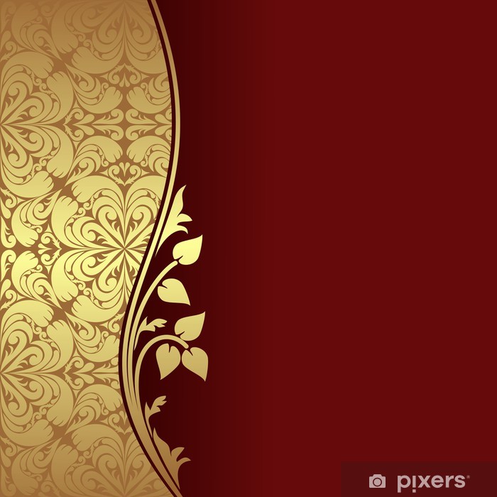 Red Background With Golden Border - HD Wallpaper 