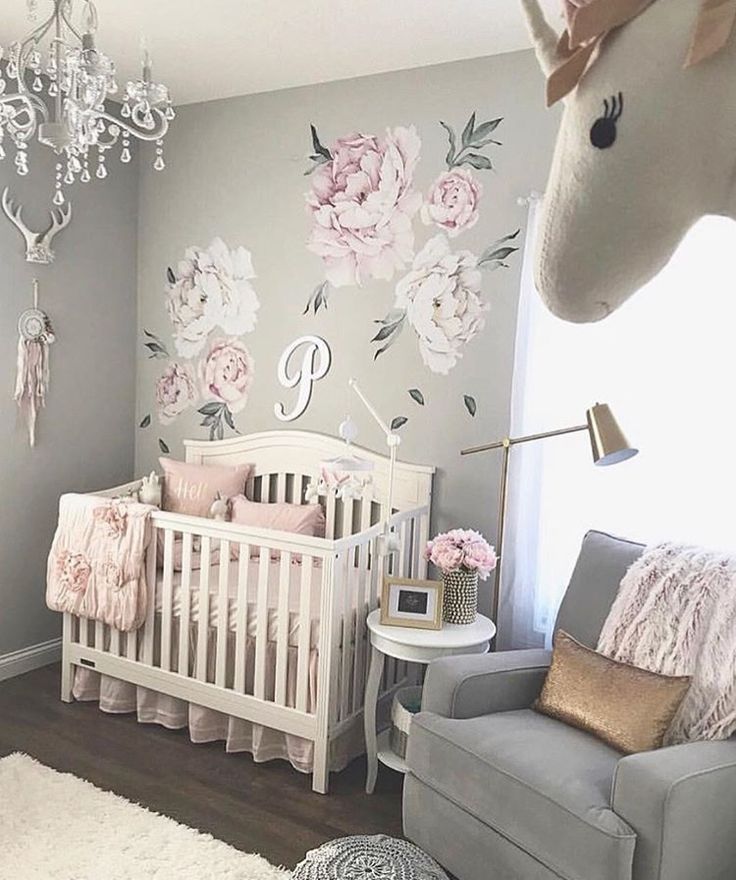 Baby Wallpaper Ich Bin In Riesige Blumentapete Abziehbilder - Unicorn Baby Bedroom Ideas - HD Wallpaper 
