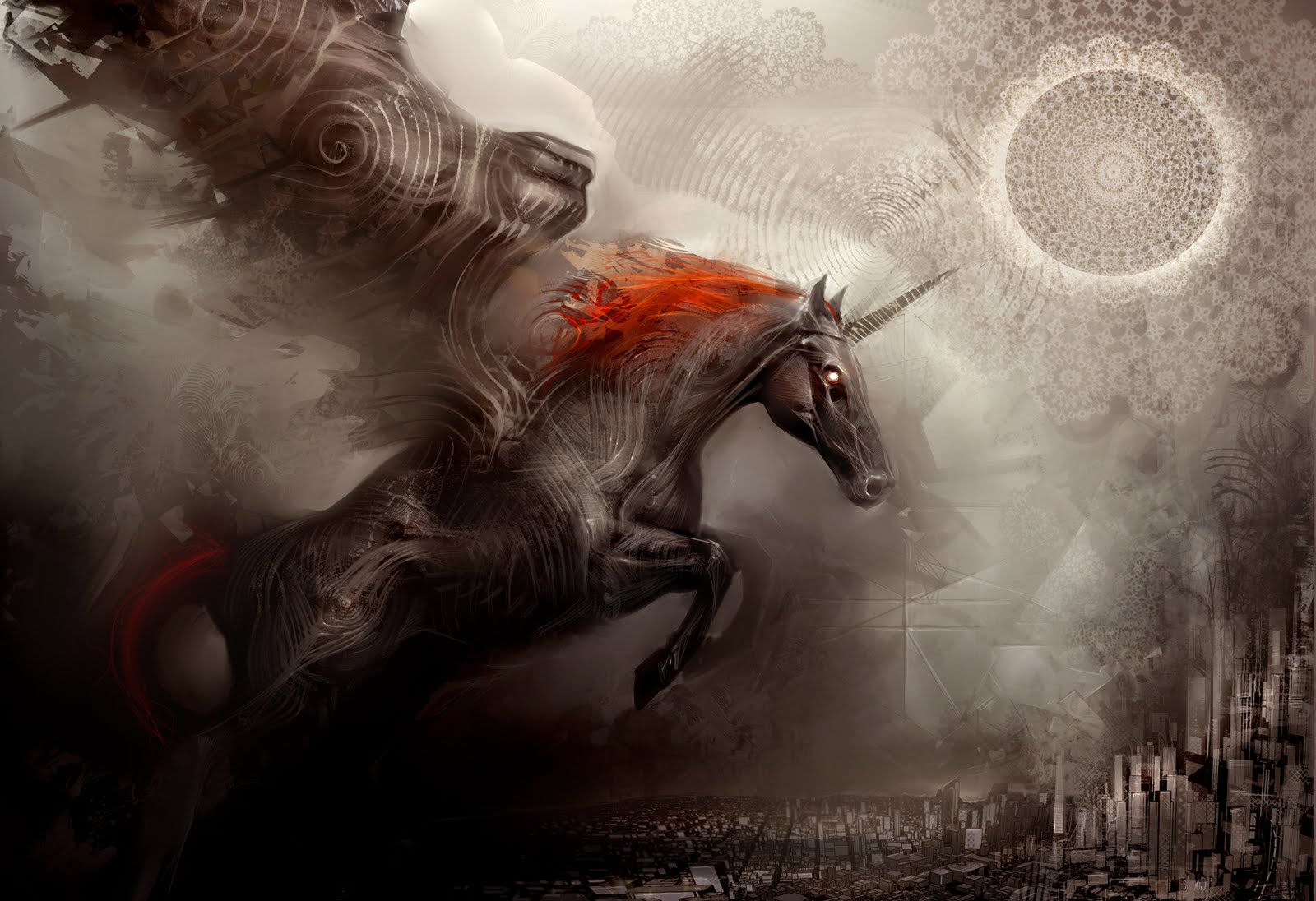 Dark Unicorn Desktop Wallpaper - Dark Fantasy Horse - HD Wallpaper 