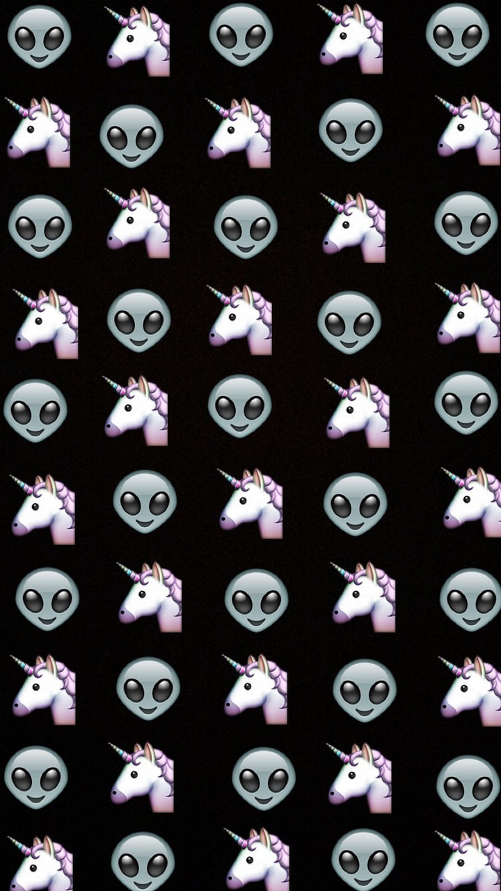 Unicorn, Wallpaper, And Alien Image - Unicorn Emoji Black Background - HD Wallpaper 