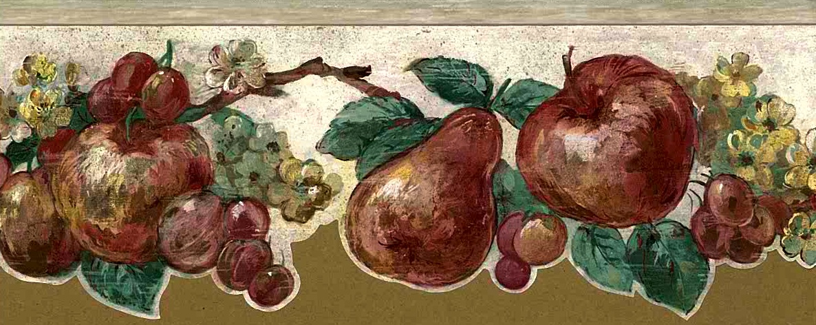 Fruit Cutout Vintage Wallpaper Border, Apples, Pears, - Still Life Photography - HD Wallpaper 