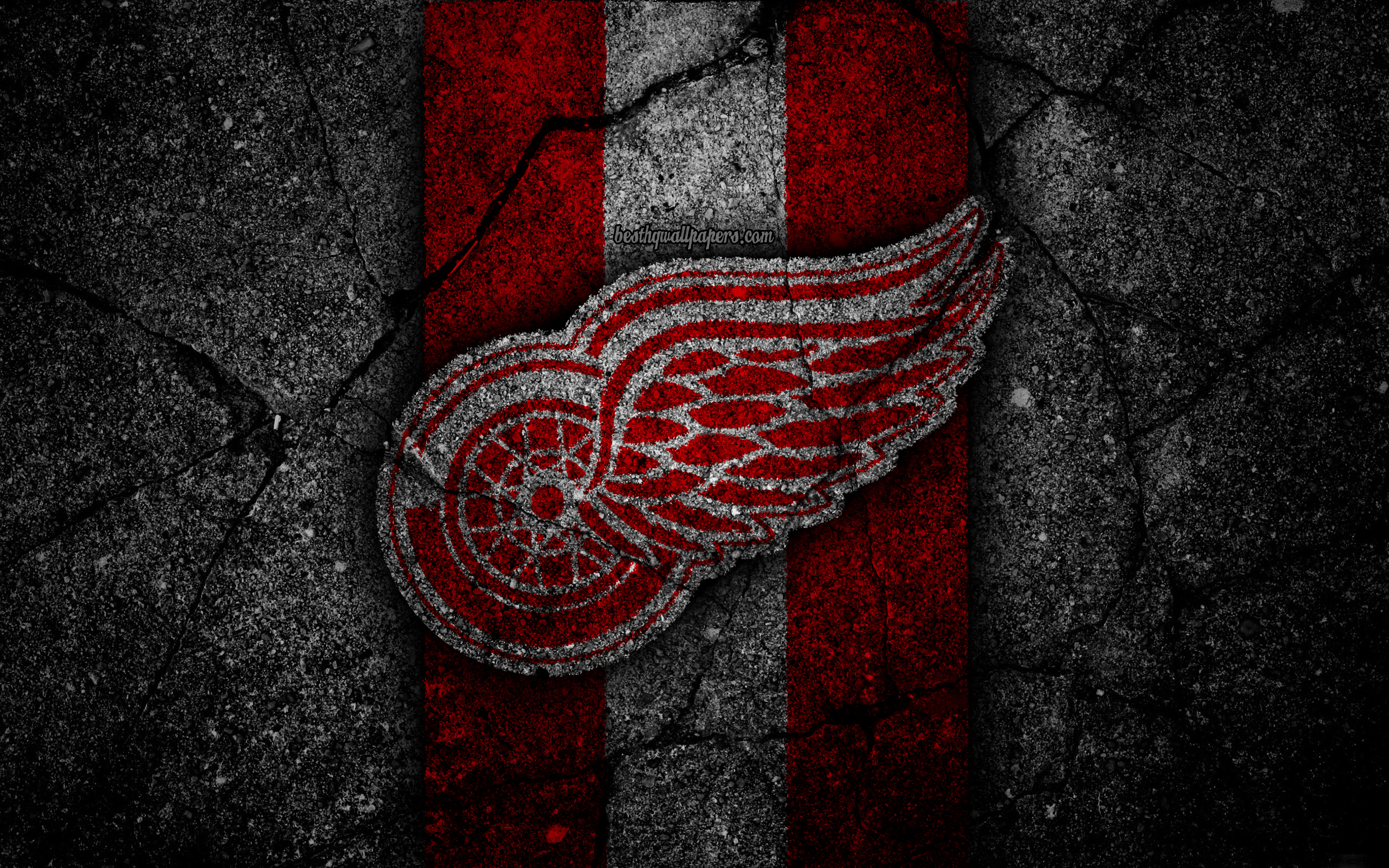 4k, Detroit Red Wings, Logo, Hockey Club, Nhl, Black - Black Kansas City Chiefs Logo - HD Wallpaper 