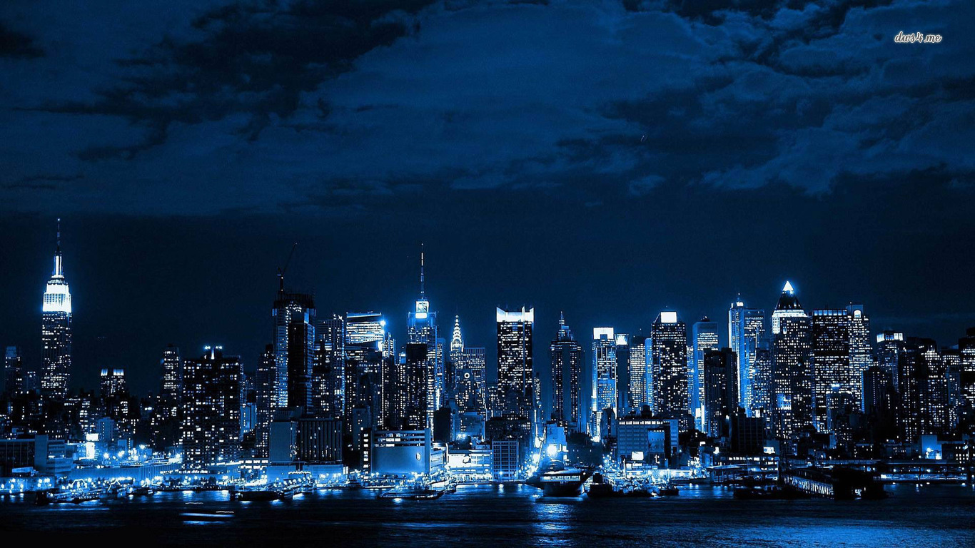 New York Skyline Night Hd - HD Wallpaper 