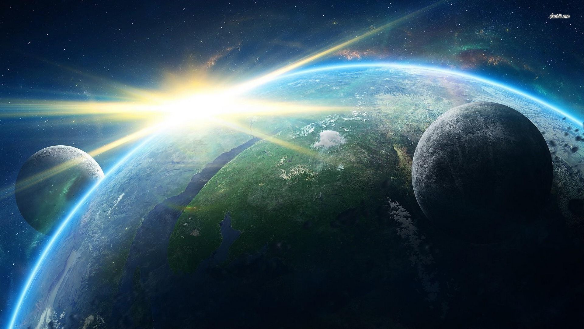 Sunrise Behind Earth - HD Wallpaper 