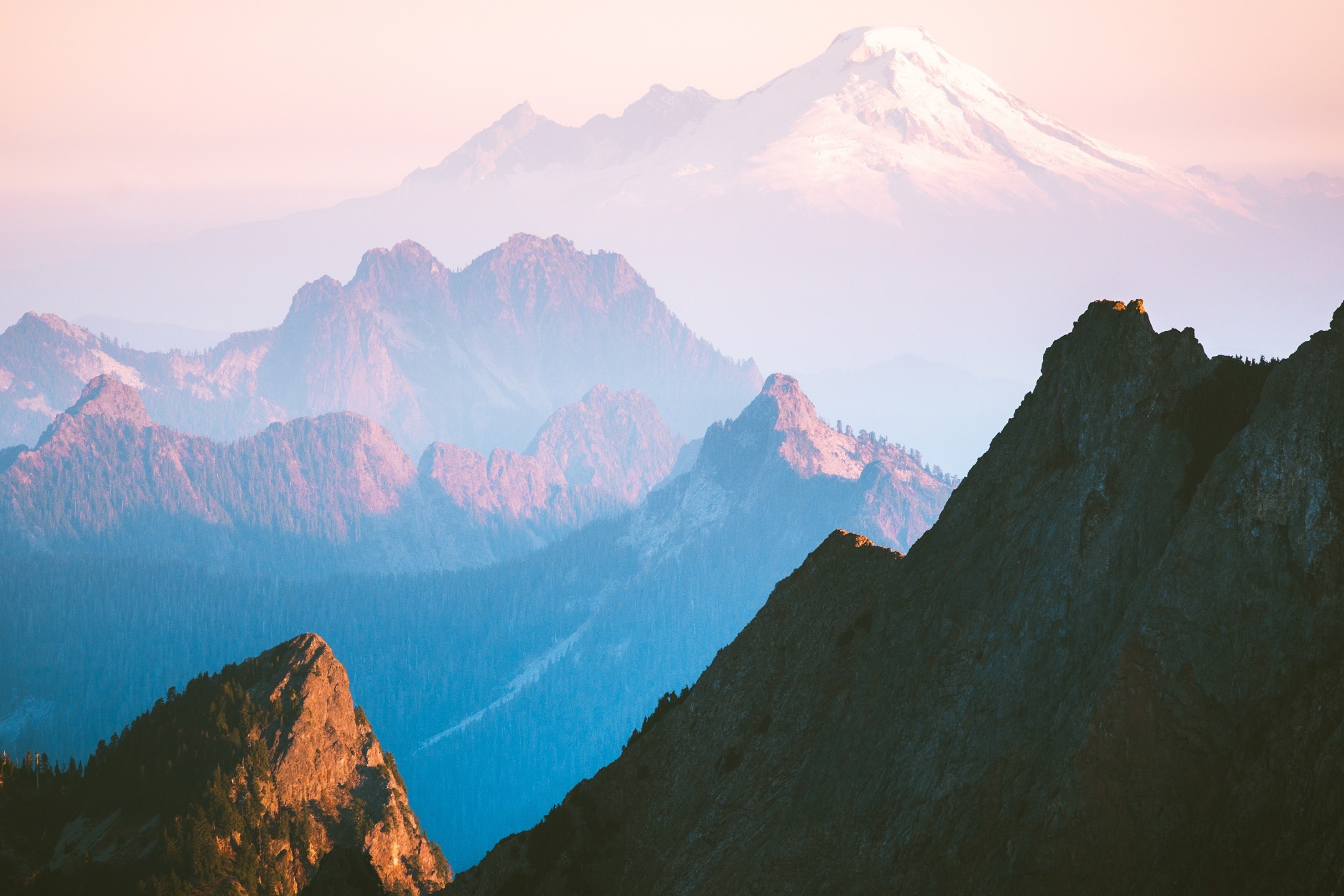 Mountains, Peak, Trees - Summit - HD Wallpaper 