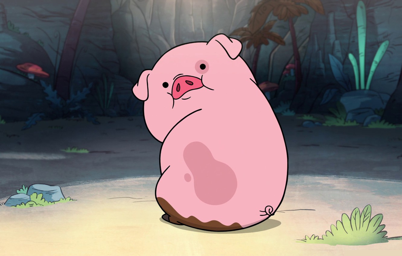Photo Wallpaper Pink, Pig, Pig, Gravity Falls, Gravity - HD Wallpaper 