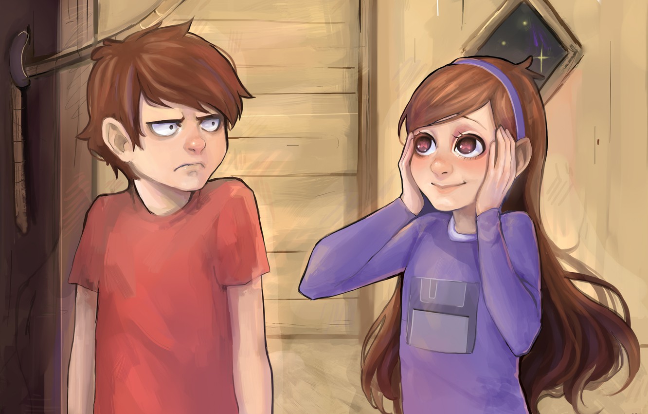 Photo Wallpaper Cartoon, Boy, Girl, Drawing, The Animated - Dipper And Mabel Real - HD Wallpaper 