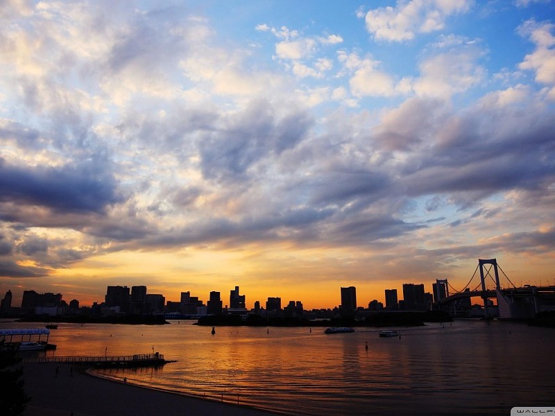 Tokyo At Sundown Wallpaper - Sunset 2k Japan - HD Wallpaper 