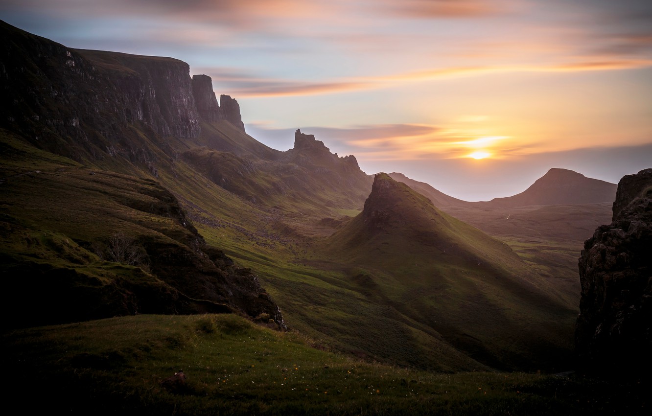 Photo Wallpaper The Sun, Clouds, Sunset, Mountains, - Summit - HD Wallpaper 