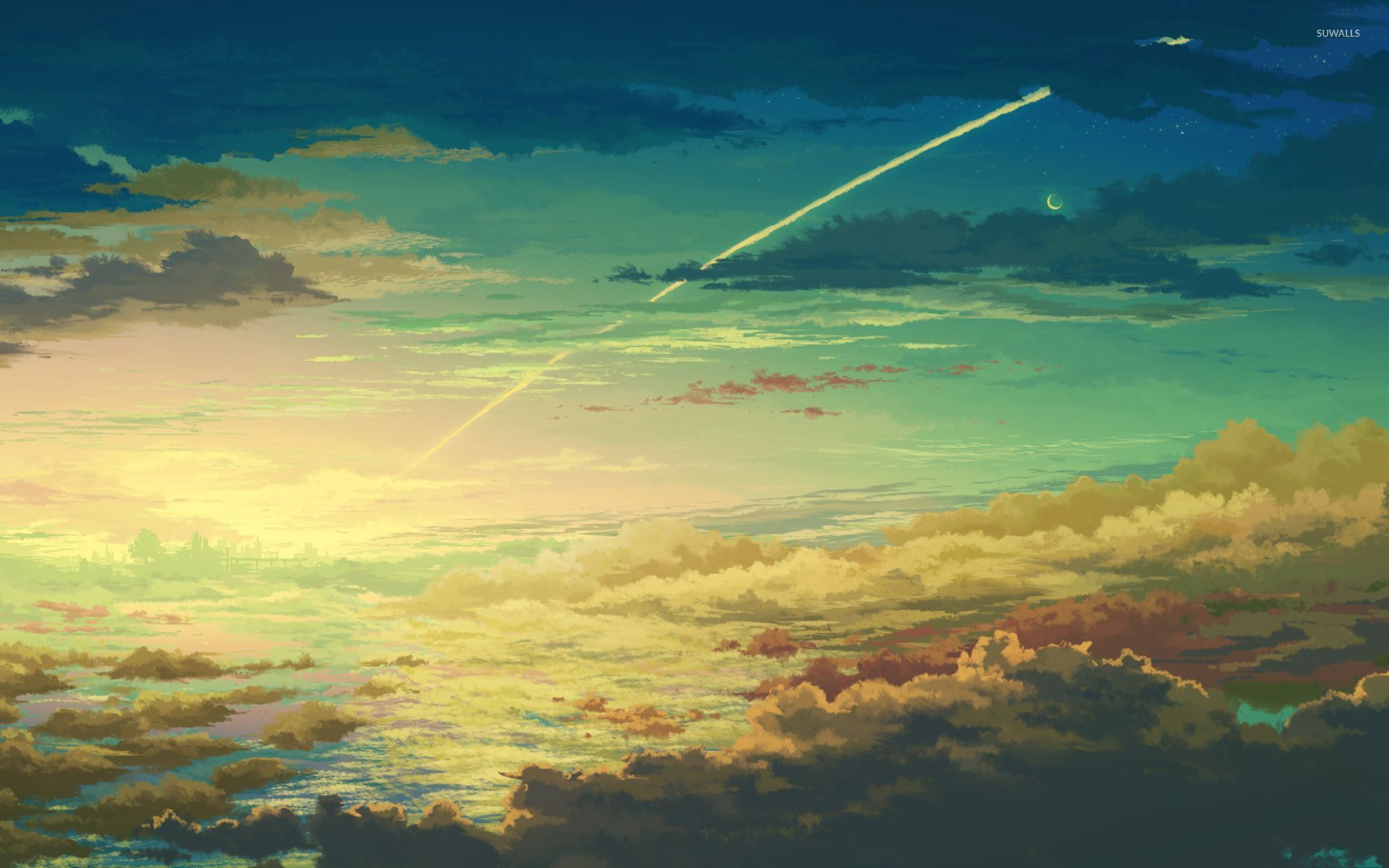 Green Anime Background - HD Wallpaper 