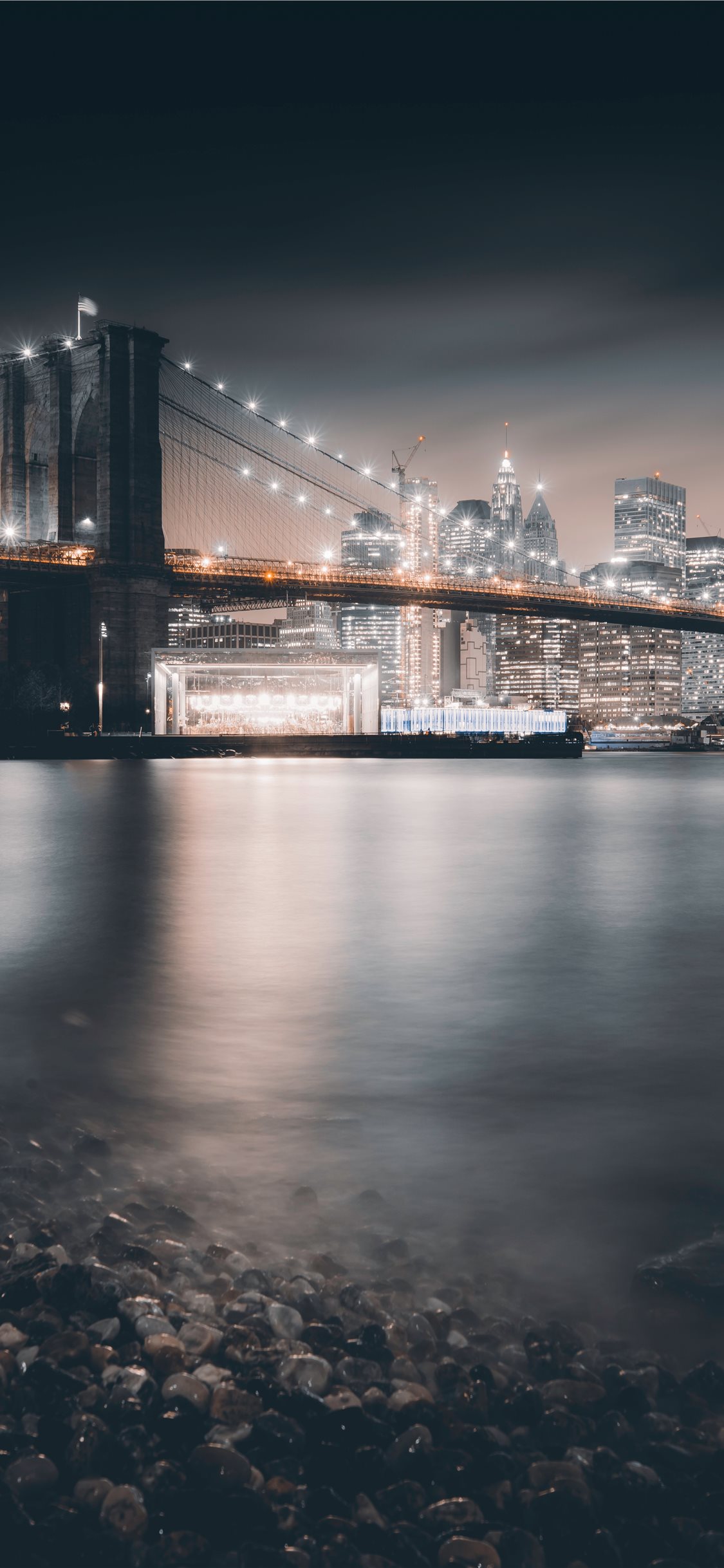 Iphone Wallpaper Brooklyn Bridge Night - HD Wallpaper 