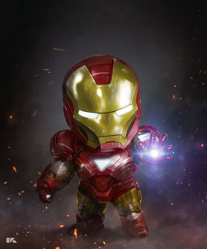 Iron Man, Chibi, Marvel Comics, Fan Art, Hd, Hd Wallpaper - Iron Man Hd Art - HD Wallpaper 