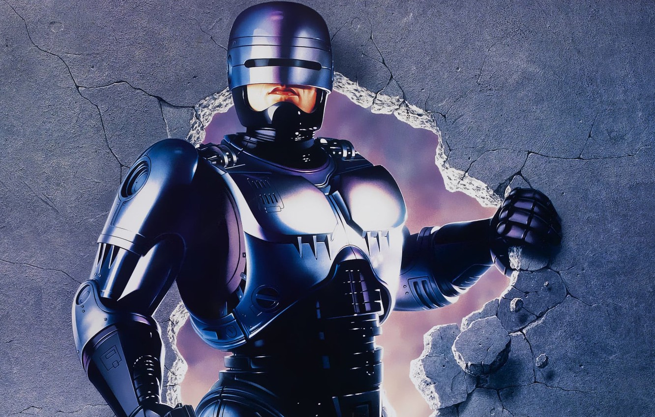 Photo Wallpaper Wall, Stones, Steel, Iron, Costume, - Robocop 2 - HD Wallpaper 