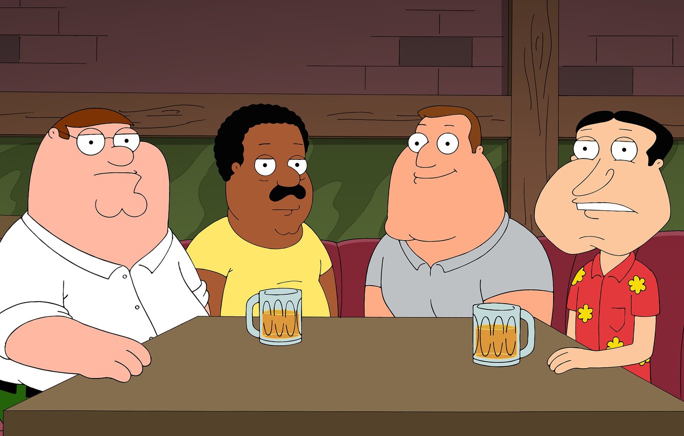 Photo Wallpaper Table, Beer, Bar, Family Guy, Family - Family Guy Peter Joe Quagmire Cleveland - HD Wallpaper 