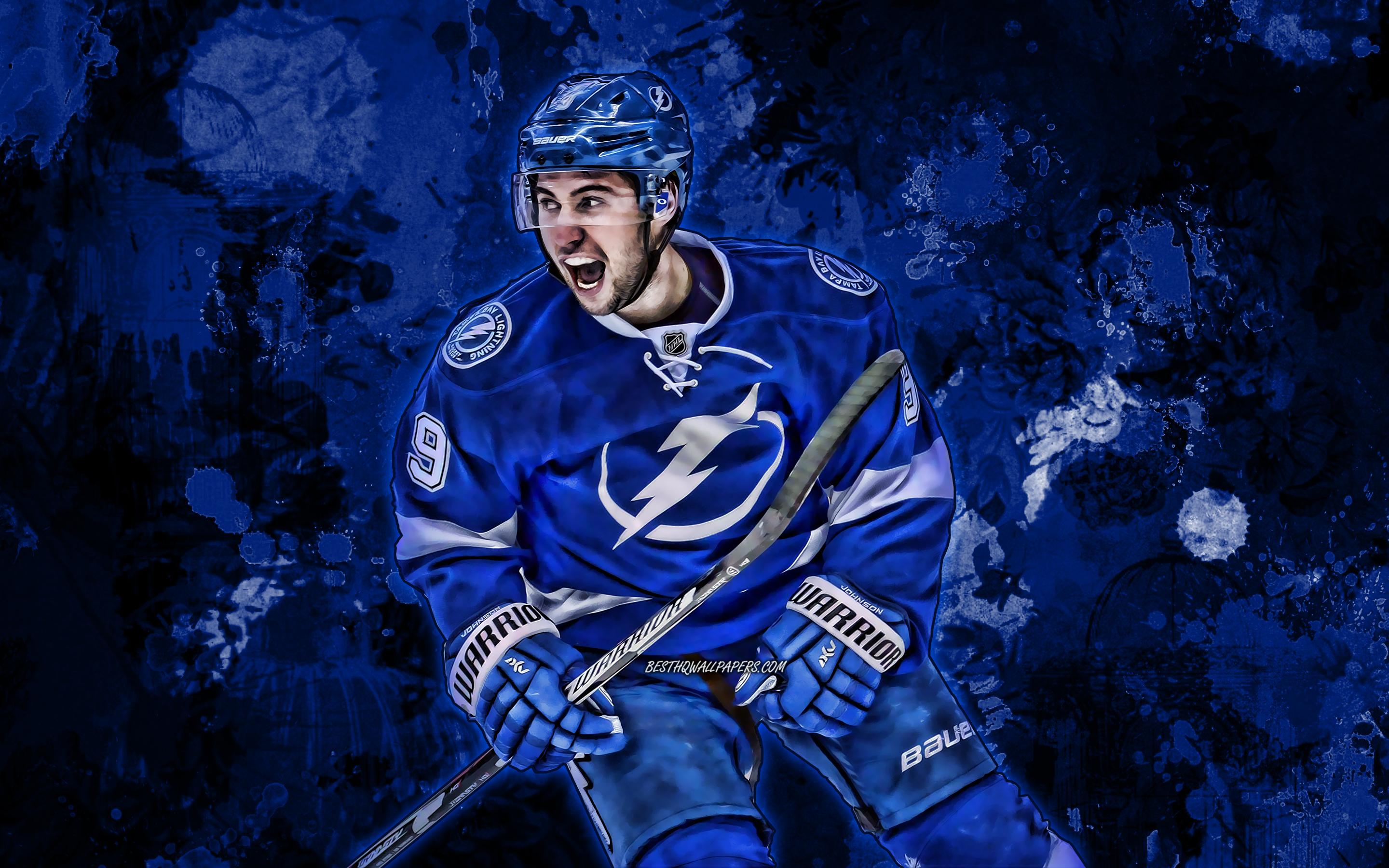 Tyler Johnson, Blue Paint Splashes, Tampa Bay Lightning, Tampa Bay