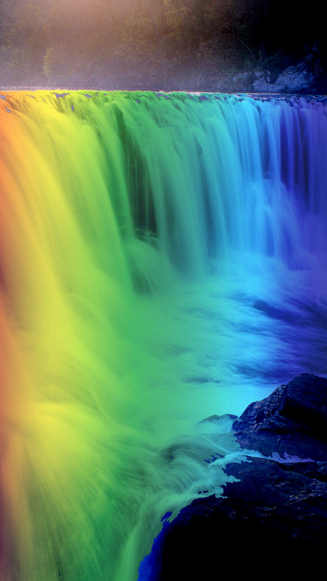 Rainbow Android Wallpaper With Image Resolution Pixel - Waterfall Rainbow Tropical Rainforest - HD Wallpaper 