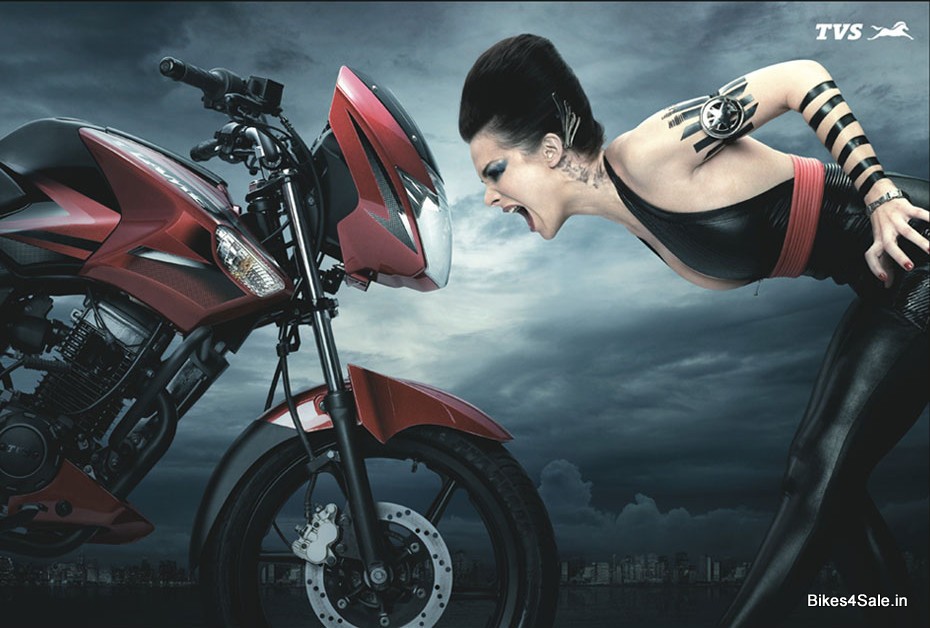 Biker Girl With Tvs Flame - Tvs Flame 125cc - HD Wallpaper 