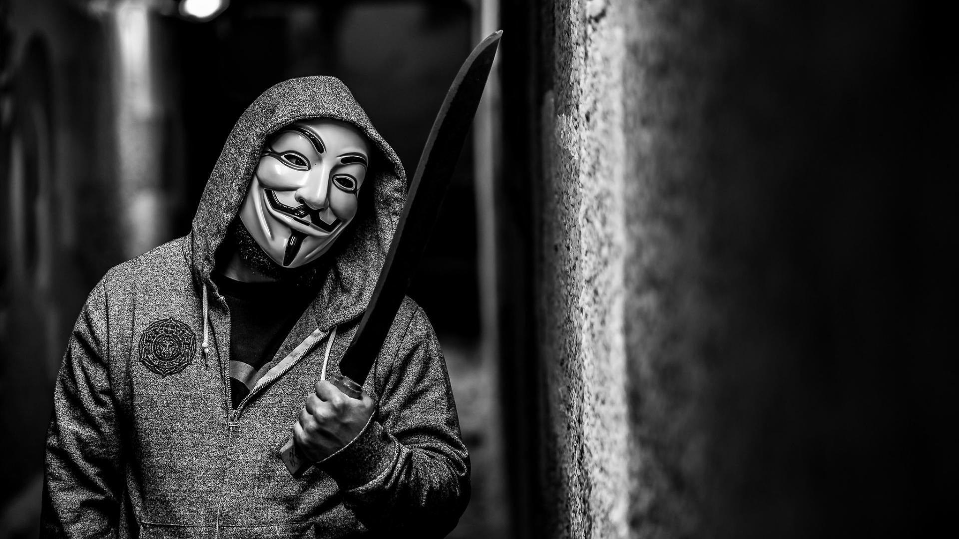 Anonymous Hd Wallpaper › Picserio - Guy Fawkes Mask And Machete - HD Wallpaper 