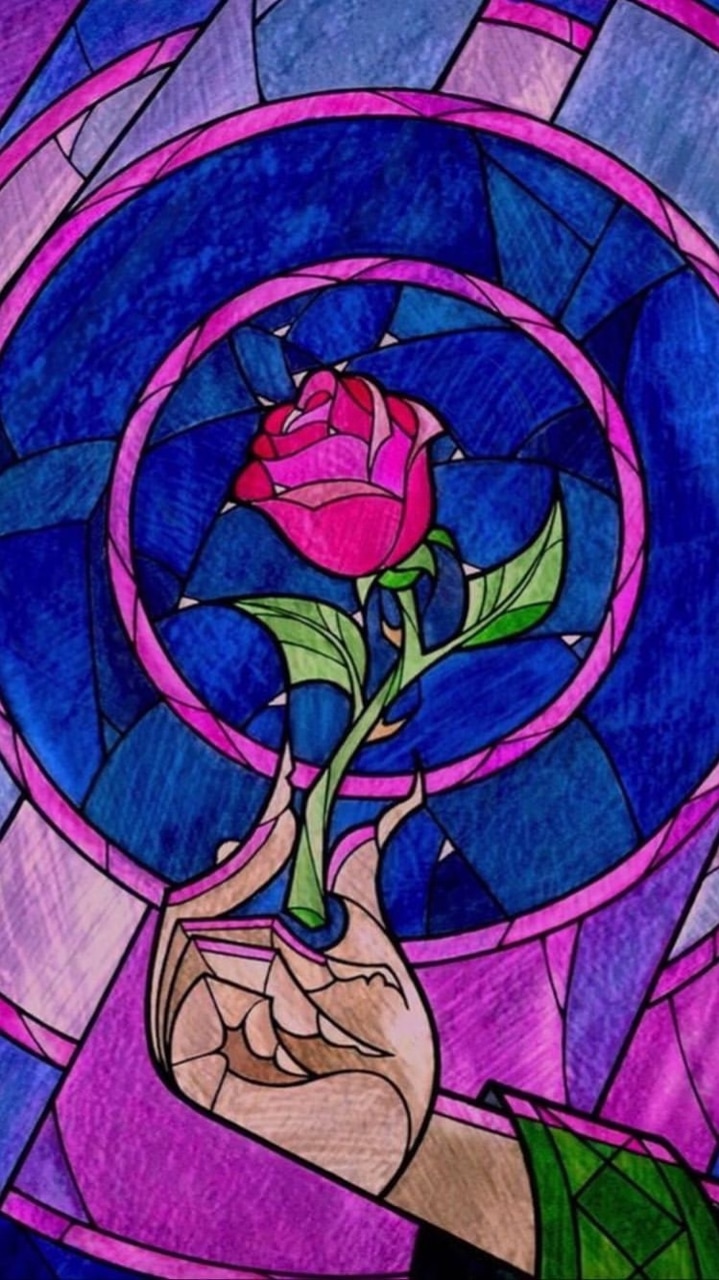 Disney, Cartoon, Rose - Beauty And The Beast Rose Iphone - HD Wallpaper 