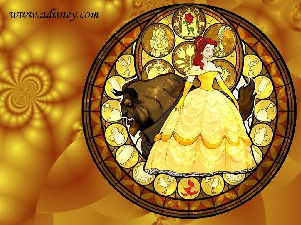 Beauty And The Beast Wallpaper - Beauty And The Beast Belle Stained Glass - HD Wallpaper 