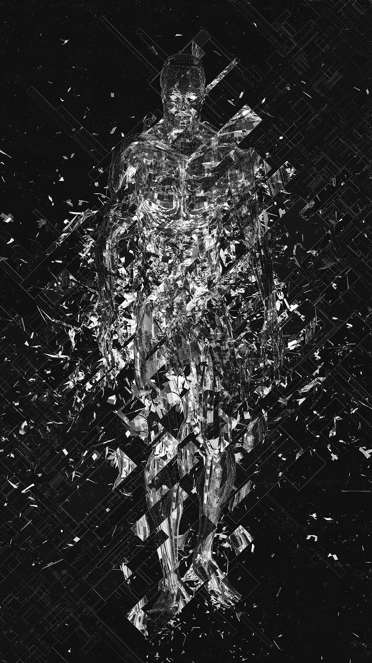 Art Fragmantacia Art Human Abstract Dark Bw Android - Iphone Black Manta - HD Wallpaper 