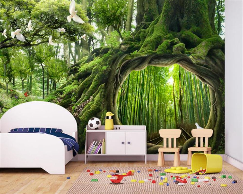 Forest Background Wall Painting - HD Wallpaper 