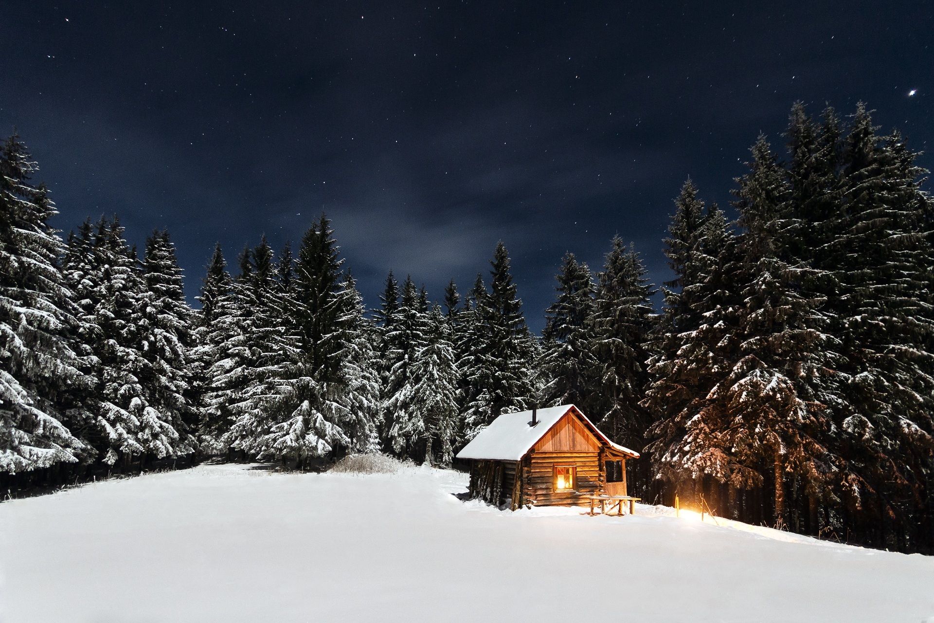 Most Beautiful Winter Forest Wallpaper In Resolution - Winter Cabin - HD Wallpaper 