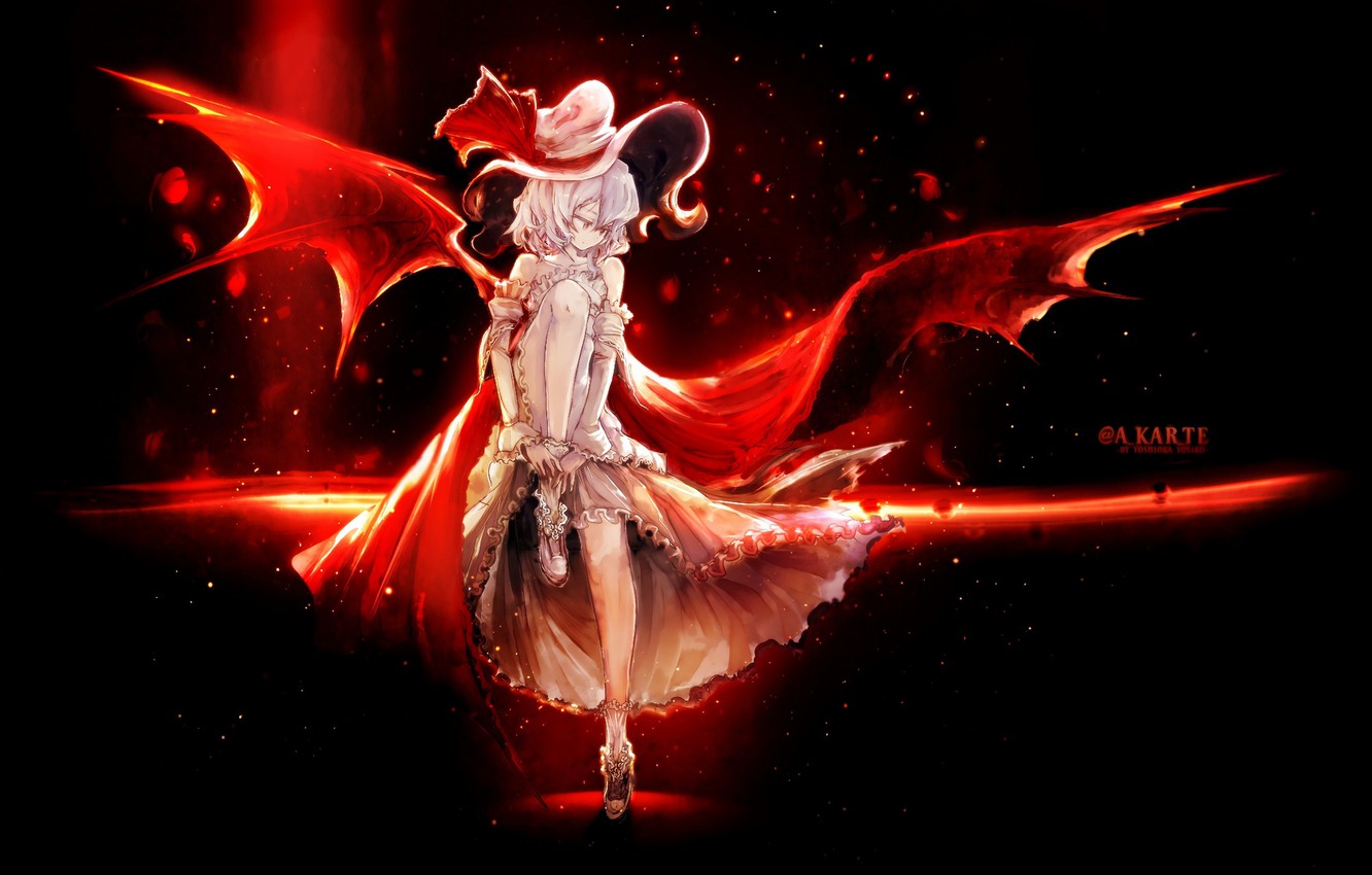 Photo Wallpaper Girl, Fire, Wings, Anime, Art, Cap, - Anime Girl Fire Wings - HD Wallpaper 
