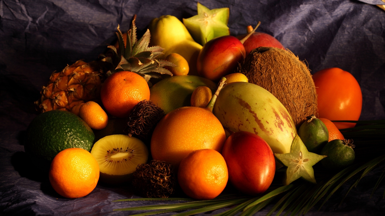 Wallpaper Cloth, Table, Fruit, Coconut, Pomegranate, - Fruit - HD Wallpaper 
