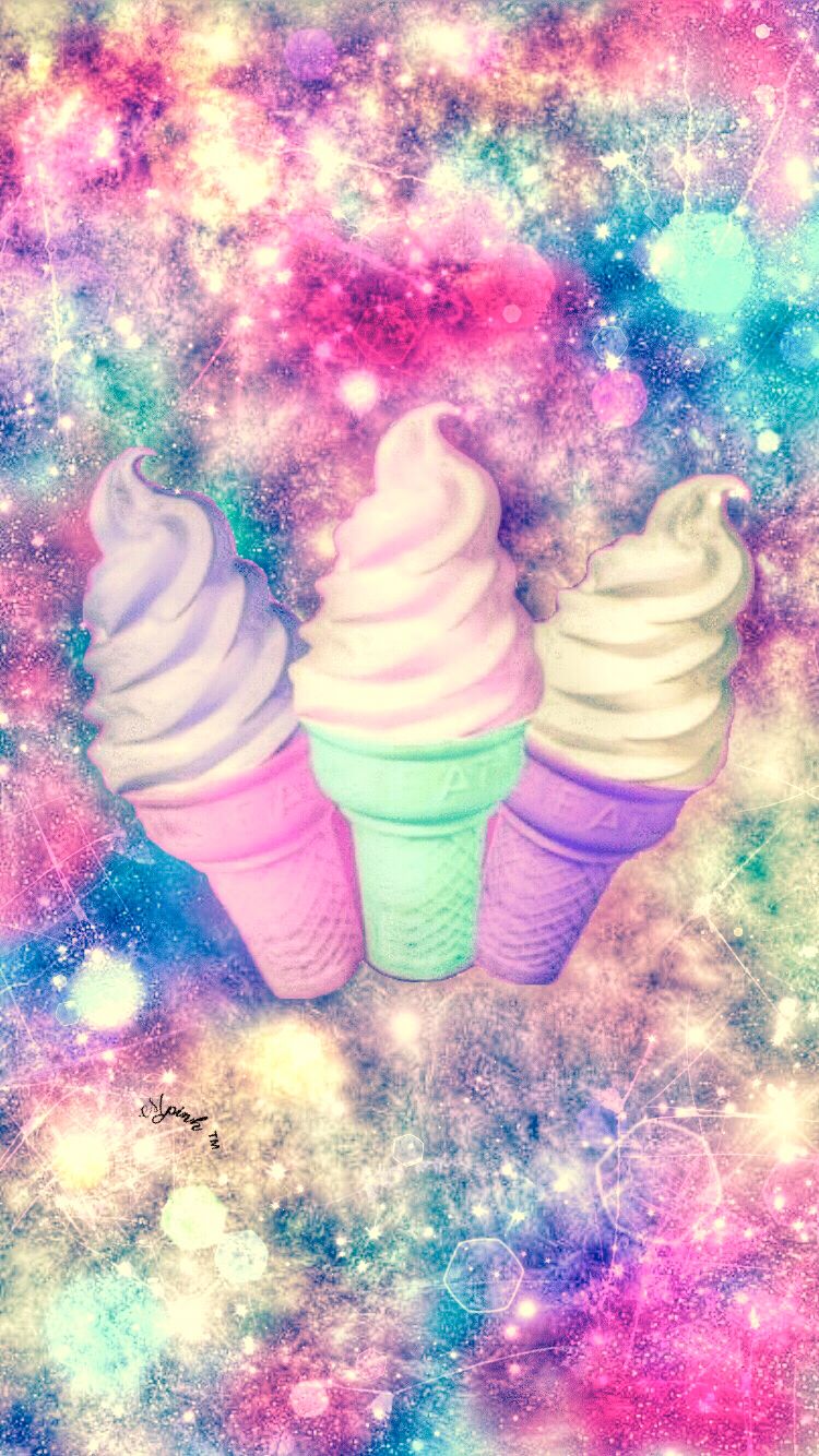 Cute Galaxy Ice Cream - HD Wallpaper 