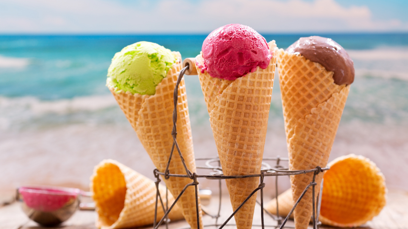 Ice Cream, Waffle Cones, Summer, Wallpaper - Ice Cream Full Hd - HD Wallpaper 