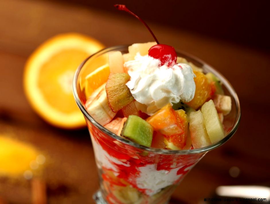 Fruit Salad With Ice Cream Hd 7296 Wallpaper - Fruits With Ice Cream - HD Wallpaper 